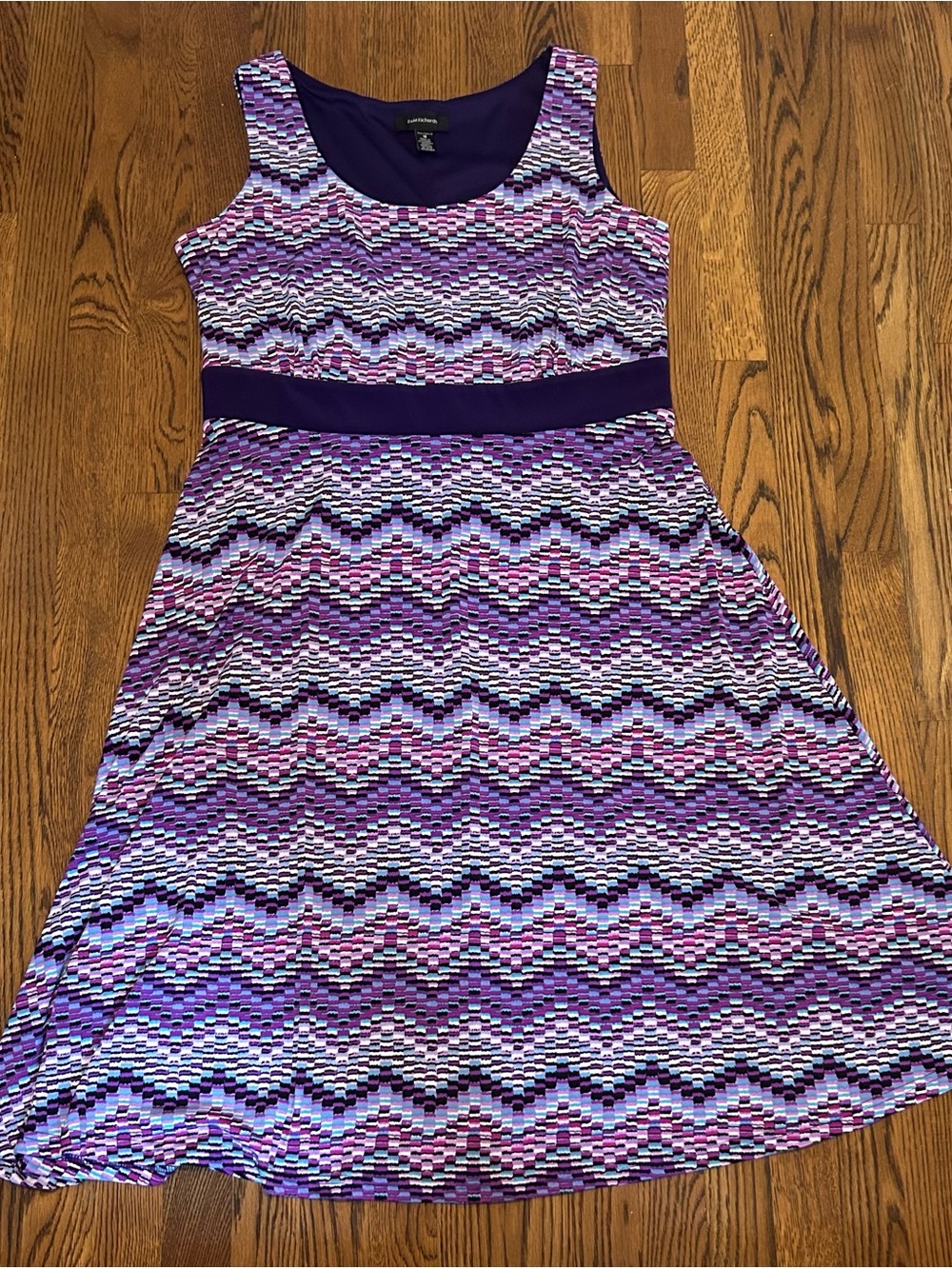 R&M Richards Purple Chevron Midi Dress with Dark Waistband